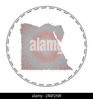 Logo Egypt Round. Forme numérique de l'Égypte en cercle pointillé avec le nom du pays. Icône technologique du pays avec points en dégradé. Impressionnant vecteur illus Illustration de Vecteur