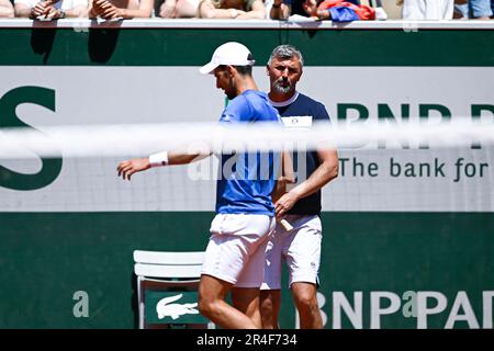 Paris, France. 27th mai 2023. Goran Ivanisevic, entraîneur de Novak Djokovic, lors de l'Open de France, tournoi de tennis du Grand Chelem sur 27 mai 2023 au stade Roland-Garros à Paris, France. Crédit : Victor Joly/Alamy Live News Banque D'Images