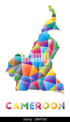 Cameroun - en forme de pays basse et colorée. Triangles géométriques multicolores. Design moderne et tendance. Illustration vectorielle. Illustration de Vecteur