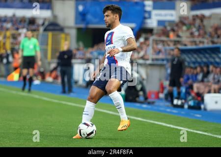 Strasbourg, France. 27th mai 2023. Juan Bernat du PSG lors du championnat français Ligue 1 Uber mange un match de football entre RC Strasbourg Alsace (RCSA) et Paris Saint-Germain (PSG) sur 27 mai 2023 au Stade de la Meinau à Strasbourg, France - photo Jean Catuffe/DPPI crédit: DPPI Media/Alay Live News Banque D'Images