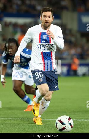 Strasbourg, France. 27th mai 2023. Lionel Messi du PSG lors du championnat français Ligue 1 Uber mange un match de football entre RC Strasbourg Alsace (RCSA) et Paris Saint-Germain (PSG) sur 27 mai 2023 au Stade de la Meinau à Strasbourg, France - photo Jean Catuffe/DPPI crédit: DPPI Media/Alay Live News Banque D'Images