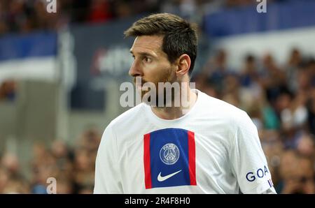 Strasbourg, France. 27th mai 2023. Lionel Messi du PSG lors du championnat français Ligue 1 Uber mange un match de football entre RC Strasbourg Alsace (RCSA) et Paris Saint-Germain (PSG) sur 27 mai 2023 au Stade de la Meinau à Strasbourg, France - photo Jean Catuffe/DPPI crédit: DPPI Media/Alay Live News Banque D'Images