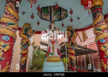 Sanctuaire Guanyin (Déesse de la Miséricorde) à Wat Intharawihan (Wat Intharavihan) - Temple bouddhiste thaïlandais à Bangkok, Thaïlande Banque D'Images