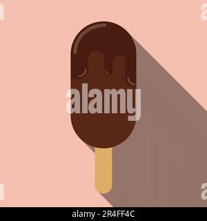 Glace au chocolat Popsicle plate icône vecteur Illustration de Vecteur