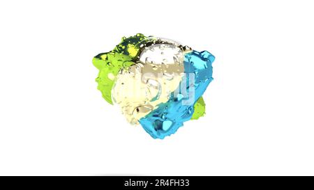 Abstrait minimaliste moderne dos avec métal or bleu argent 3D rendu Banque D'Images