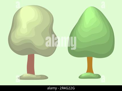 Ensemble d'icônes vectorielles d'arbres. Collection d'arbres verts sur fond blanc. Éléments de conception. Illustration vectorielle de style dessin animé. Illustration de Vecteur