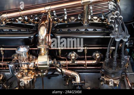 Compartiment moteur d'un Rolls Royce Silver Ghost 1908 Banque D'Images