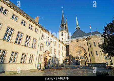 Bibliothèque nationale, Cathédrale notre Dame, Luxembourg, Luxembourg Banque D'Images