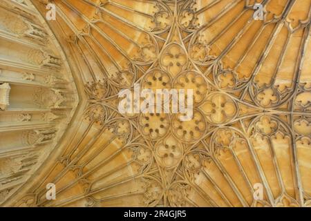 Plafond voûté dans le porche de Tewkesbury, Gloucestershire, Cotswolds, Angleterre, Royaume-Uni Banque D'Images