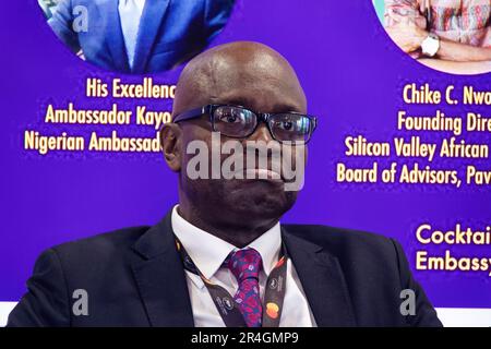 Cannes, France. 25th mai 2023. Son Excellence Laro Kayode, ambassadeur nigérian en France, assiste à la soirée cocktail organisée par l'ambassade du Nigéria Banque D'Images