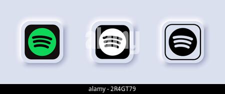Collection de différentes icônes Spotify. Logo des médias sociaux. Art de ligne et de style plat isolé sur le néomorphisme. Icône de ligne vectorielle pour les entreprises et les publicités Illustration de Vecteur