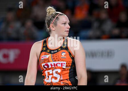 28th mai 2023 ; Ken Rosewall Arena, Sydney, Nouvelle-Galles du Sud, Australie : Suncorp Super Netball, Giants versus Queensland Firebirds ; JO Harten of the Giants Banque D'Images