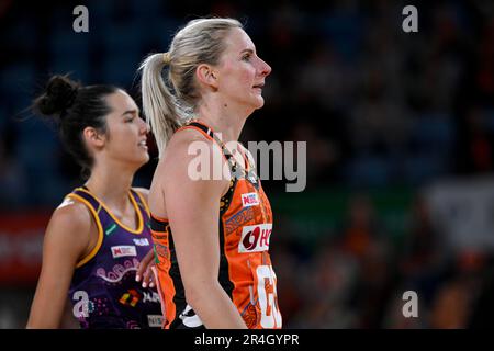 28th mai 2023 ; Ken Rosewall Arena, Sydney, Nouvelle-Galles du Sud, Australie : Suncorp Super Netball, Giants versus Queensland Firebirds ; April Brandley of the Giants Banque D'Images