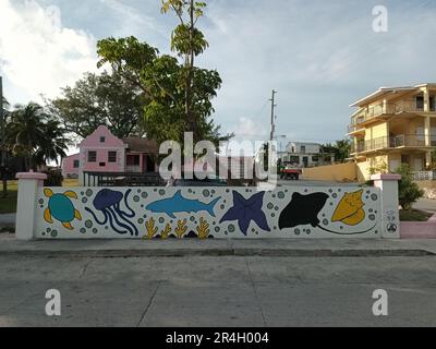 Peintures murales à Alice Town, North Bimini, Bahamas Banque D'Images