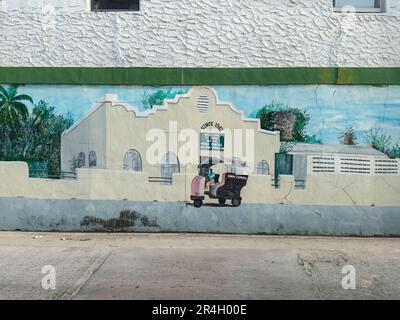 Peintures murales à Alice Town, North Bimini, Bahamas Banque D'Images