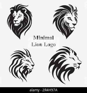 Logo Lion face et collection de motifs T-shirt fichier vectoriel entièrement modifiable Illustration de Vecteur