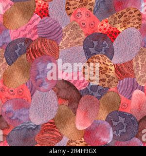 Motifs abstraits.motif dans le style de collage.éléments colorés de différentes formes.convient comme décoration murale, pour les textiles, etc.Aquarelle illustrat Banque D'Images