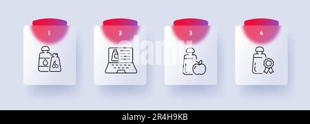 Jeu d'icônes de savon liquide. Hygiène des mains, hydratation, mousse, nettoyage doux. Propreté. Style Glassmorphisme. Icône de ligne vectorielle pour Business et Adver Illustration de Vecteur