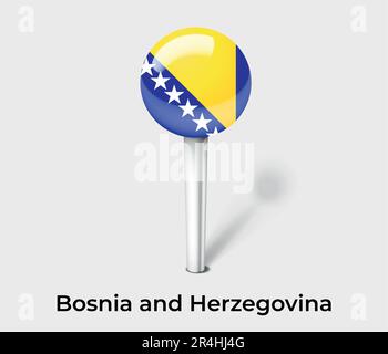 Marqueur de carte PIN de drapeau de Bosnie-Herzégovine Illustration de Vecteur