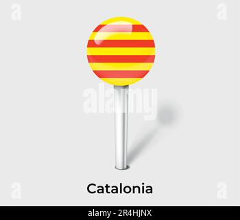 Drapeau de la Catalogne avec repère de carte Illustration de Vecteur