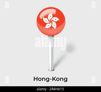 Marqueur de carte à broches pour drapeau de pays de Hong Kong Illustration de Vecteur