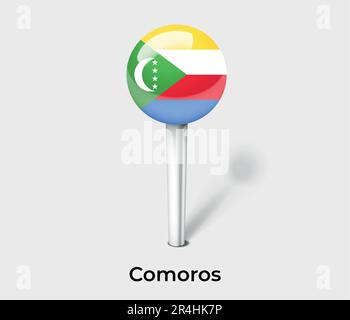 Marqueur de carte à broches pour drapeau de pays des Comores Illustration de Vecteur