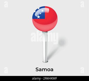 Marqueur de carte à broches de drapeau de Samoa Illustration de Vecteur