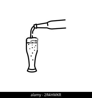 La bière s'est déverstée à partir d'une bouteille noire icône. Pictogramme pour page Web, application mobile, Promo. Illustration de Vecteur