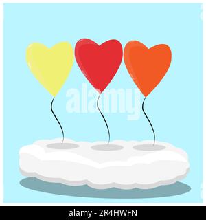 Illustration vectorielle de l'icône trois bulles sur les nuages et arrière-plan de couleur bleue Illustration de Vecteur