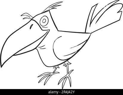 méchant corbeau pour les pages de coloriage de partie hilowen. Halloween coloriage page avec des objets effrayants, dessin à la main mignon Halloween coloriage feuille. Style Doodle. Illustration de Vecteur