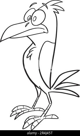 méchant corbeau pour les pages de coloriage de partie hilowen. Halloween coloriage page avec des objets effrayants, dessin à la main mignon Halloween coloriage feuille. Style Doodle. Illustration de Vecteur