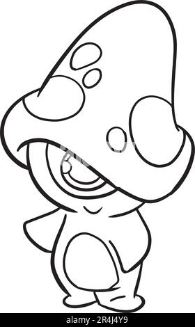 Illustration pour la page de coloriage et l'icône , style de dessin animé. Un mignon adorable petit monstre créepy, lignes épaisses. Arrière-plan blanc isolé. Illustration de Vecteur