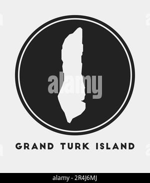 Icône de l'île Grand Turk. Logo rond avec carte et titre. Badge élégant Grand Turk Island avec carte. Illustration vectorielle. Illustration de Vecteur