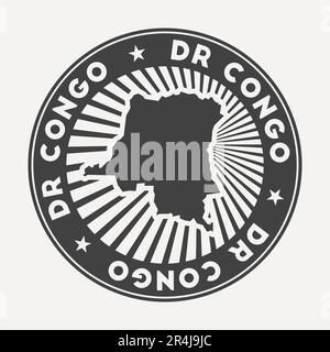 Logo rond du DR Congo. Badge de voyage vintage avec le nom circulaire et la carte du pays, illustration vectorielle. Illustration de Vecteur