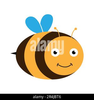 Adorable abeille dessin animé abeille volant heureux avec les yeux grands genre Vector isolé Illustration de Vecteur
