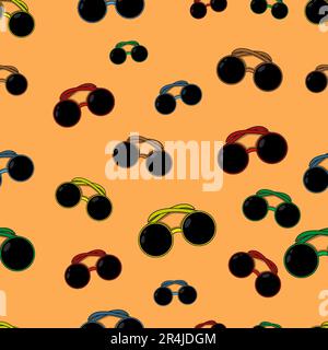 Illustration vectorielle de lunettes à motif, thème temps d'été. Arrière-plan de couleur orange. Illustration de Vecteur