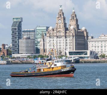 Liverpool Pier Head, Liverpool, Merseyside, Angleterre. 28th mai 2023. Brocklebank remorqueur, pendant la bataille de l'Atlantique 80th anniversaire à Pier Head. (Image de crédit : ©Cody Froggatt/Alamy Live News) Banque D'Images