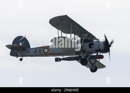 Liverpool Pier Head, Liverpool, Merseyside, Angleterre. 28th mai 2023. Navy Wings Fairey Swordfish W5856, le plus ancien survivant des airey Swordfish dans le monde se produit lors de la bataille de l'Atlantique 80th anniversaire à Pier Head. (Image de crédit : ©Cody Froggatt/Alamy Live News) Banque D'Images