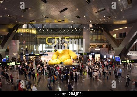 Sculpture de l'ours de lampe. Aéroport international de Hamad. Doha. Qatar Banque D'Images