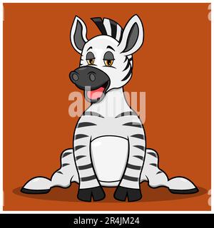 Personnage Zebra avec expression Relax, fond de couleur marron, mascotte, icône, personnage ou logo, Vecteur et illustration. Illustration de Vecteur