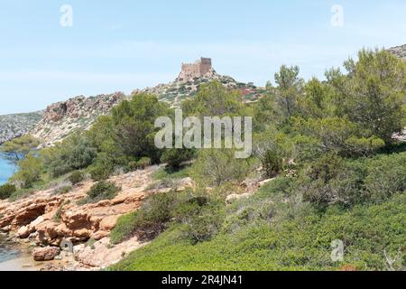 Vue sur le château de l'île de Cabrera, Majorque, Iles Baléares, Espagne Banque D'Images