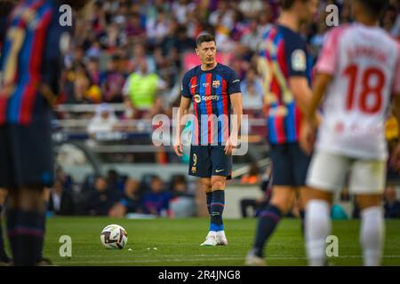 Barcelone, Espagne. 28th mai 2023. Robert Lewandowski (FC Barcelone) lors d'un match de la Liga Santander entre le FC Barcelone et le RCD Mallorca au camp Spotify Nou, à Barcelone, en Espagne, sur 28 mai 2023. (Photo/Felipe Mondino) crédit: Live Media Publishing Group/Alay Live News Banque D'Images