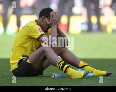 DORTMUND - Sébastien Haller de Borussia Dortmund est déçu lors du match de Bundesliga entre Borussia Dortmund et 1 FSV Mainz 05 au Parc signal Iduna sur 27 mai 2023 à Dortmund, Allemagne. AP | hauteur néerlandaise | GERRIT DE COLOGNE Banque D'Images