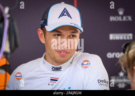 Monaco, Monaco. 27th mai 2023. Alexander Albon, pilote thaïlandais de Williams Racing, s'adresse aux médias après la séance de qualification du Grand Prix Monaco F1 à Monaco. Crédit : SOPA Images Limited/Alamy Live News Banque D'Images