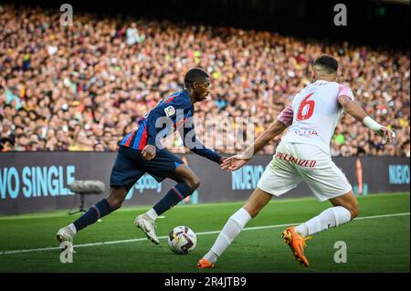 Barcelone, Espagne. 28th mai 2023. Ousmane Dembele (FC Barcelone) lors d'un match de la Liga Santander entre le FC Barcelone et le RCD Mallorca au camp Spotify Nou, à Barcelone, Espagne sur 28 mai 2023. (Photo/Felipe Mondino) crédit: Agence de photo indépendante/Alamy Live News Banque D'Images