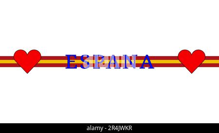 Espagne, graphiques pour exprimer l'amour pour l'Espagne, la langue espagnole et son peuple et sa culture. graphiques et texte sur fond blanc neutre. Banque D'Images