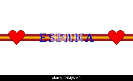 Espagne, graphiques pour exprimer l'amour pour l'Espagne, la langue espagnole et son peuple et sa culture. graphiques et texte sur fond blanc neutre. Banque D'Images