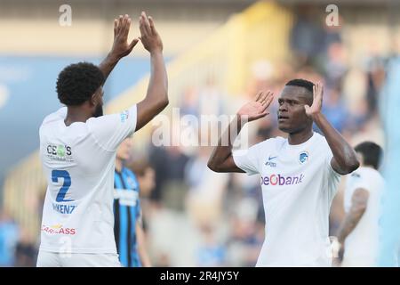 Brugge, Belgique. 28th mai 2023. L'allié de Genk, Samata, célèbre après avoir remporté un match de football entre le Club Brugge et le KRC Genk, dimanche 28 mai 2023 à Bruges, le 5 jour des matchs des champions de la première division du championnat belge de la « Jupiler Pro League » 2022-2023. BELGA PHOTO BRUNO FAHY crédit: Belga News Agency/Alay Live News Banque D'Images