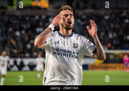 Tyler Boyd (11), milieu de terrain de la Galaxie de Los Angeles, réagit lors d'un match de MLS contre le Charlotte FC, samedi, 27 mai 2023, au Dignity Health Sports Banque D'Images