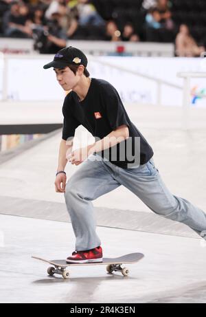 Tokyo, Japon. 28th mai 2023. Yuto Horigome, médaillé d'or olympique du Japon, se produit dimanche à 28 mai 2023 lors de la finale masculine de la compétition de skateboard de Tokyo. Horigome a remporté la compétition pour hommes avec un score de 87,94. (Photo de Yoshio Tsunoda/AFLO) crédit: AFLO Co. Ltd./Alamy Live News Banque D'Images
